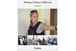 In the U.S., Pinterest users are reported to be 83% female. The Kansas City Police Department has started a board catering to women in policing. 