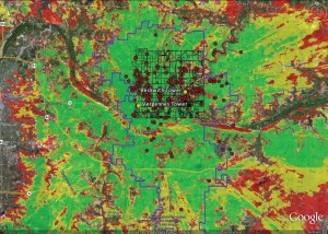 The original coverage map for the Vergennes, Mich., project.